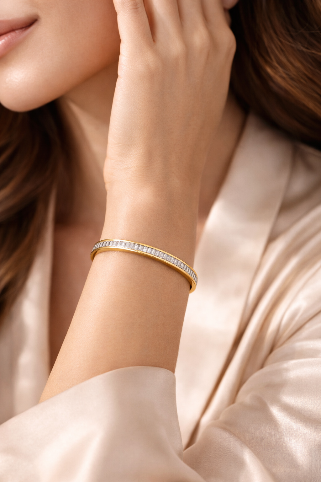 Celeste Crystal Gold Bangle Bracelet