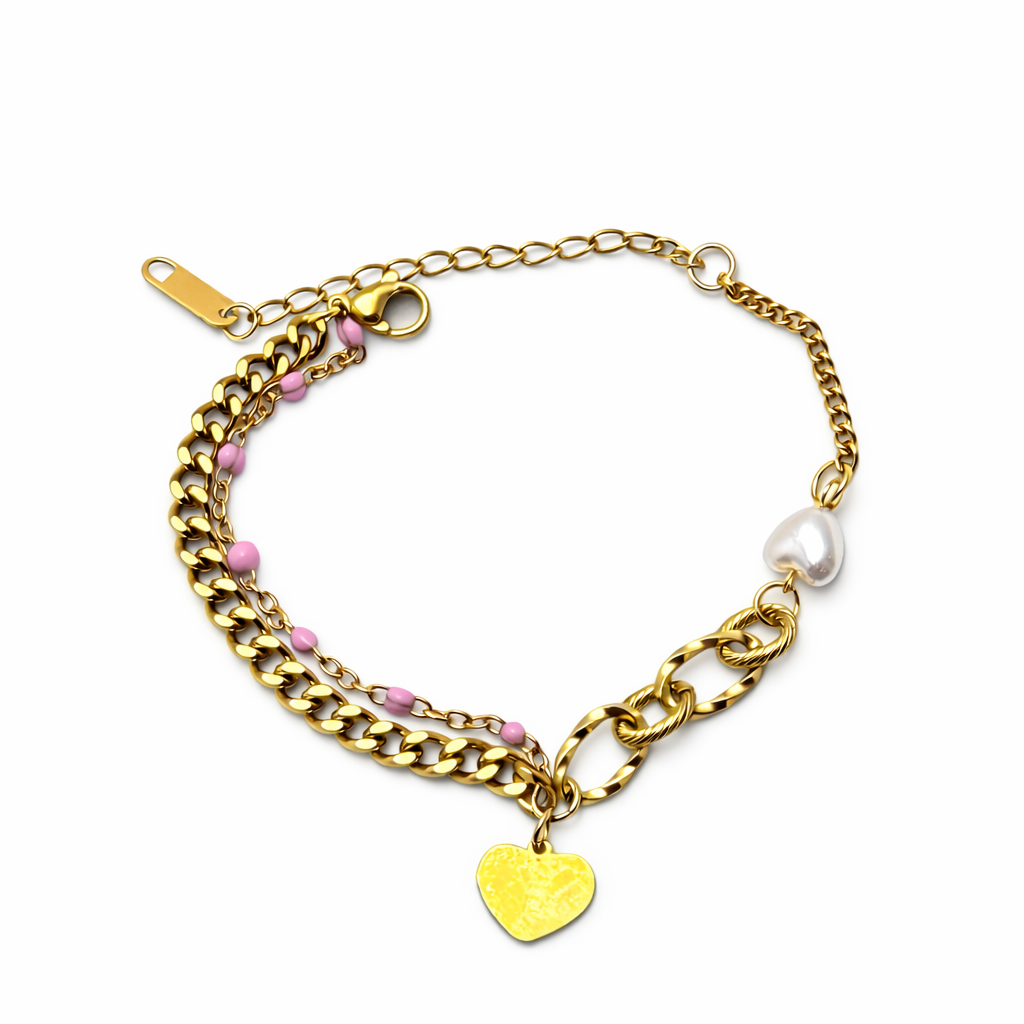 Heart Charm Layered Bracelet