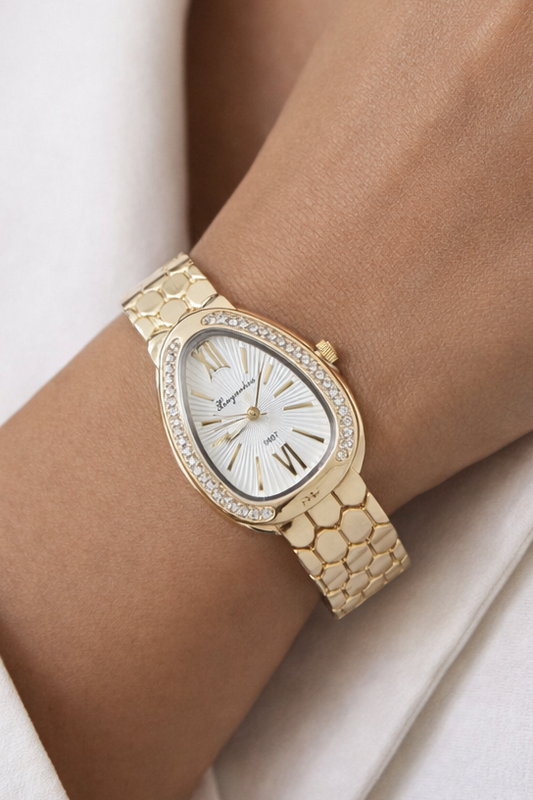 Golden Teardrop Elegance Watch