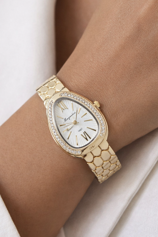 Golden Teardrop Elegance Watch