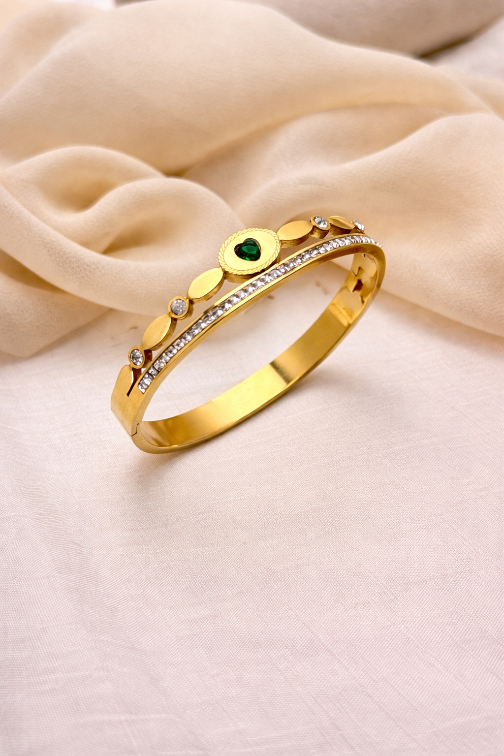 Mira Shine Cuff – Green Stone Bracelet