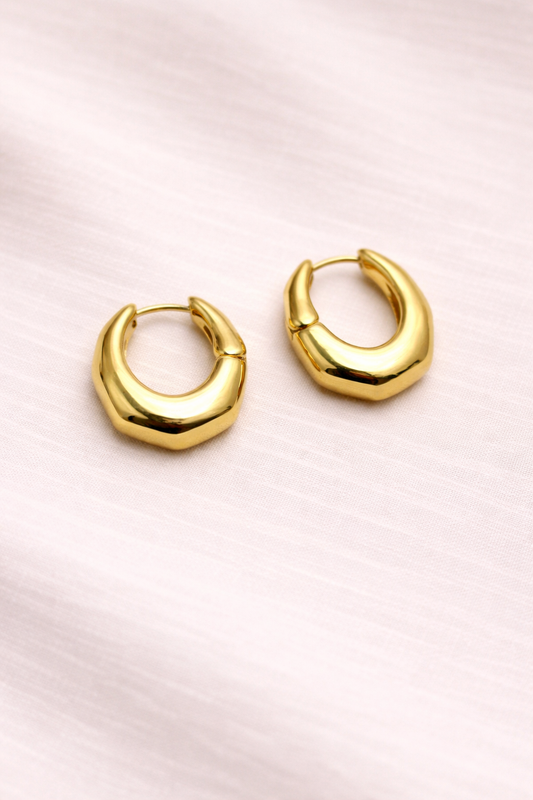 Bold Curve Gold Hoops