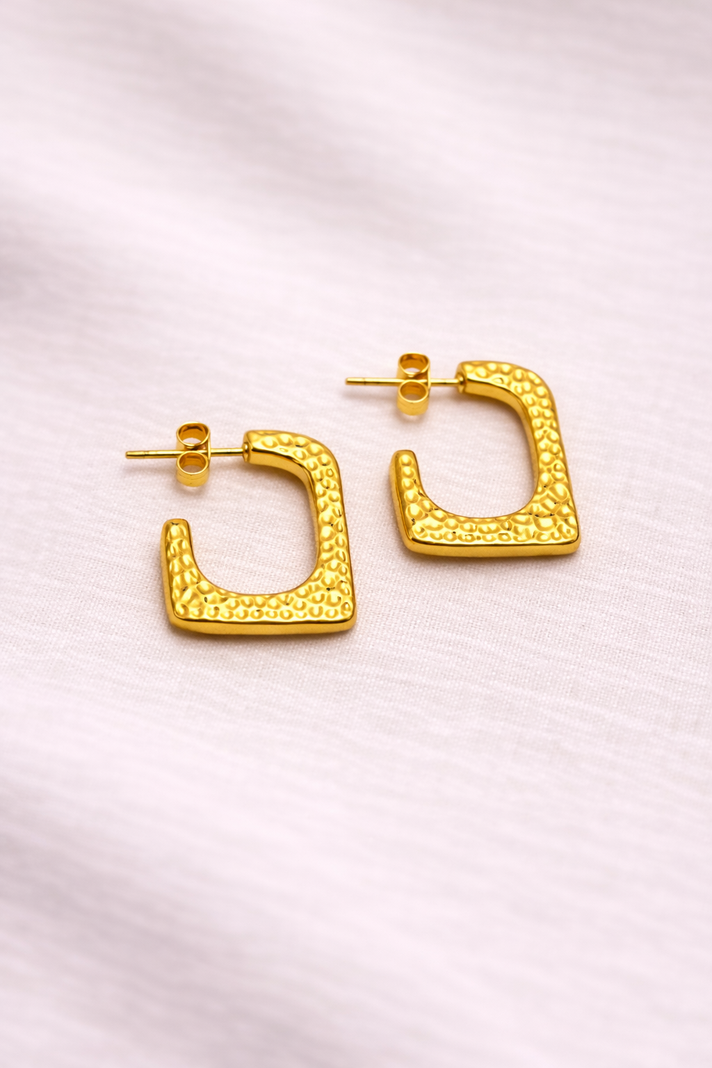 Hammered Edge Gold Studs