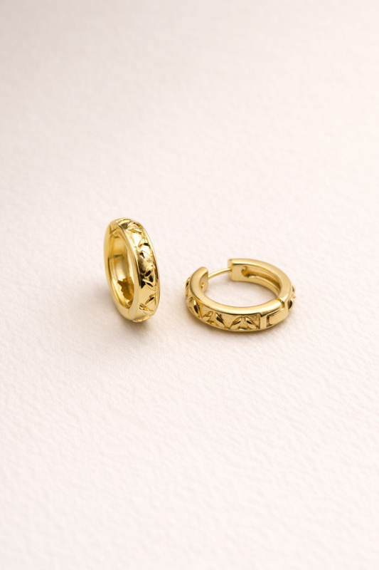 Pattern Engraved Mini Hoops