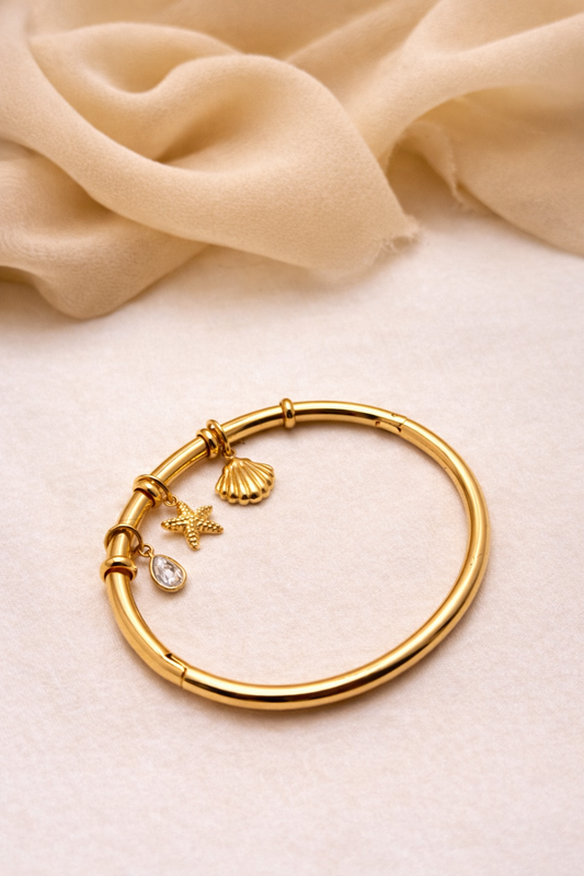 Ocean Charm Gold Bangle