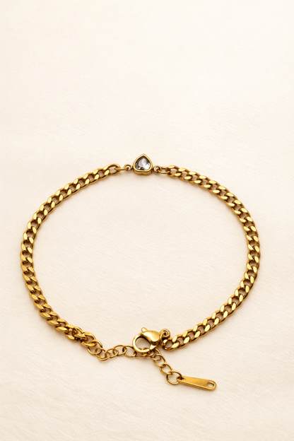 Heart Crystal Chain Bracelet