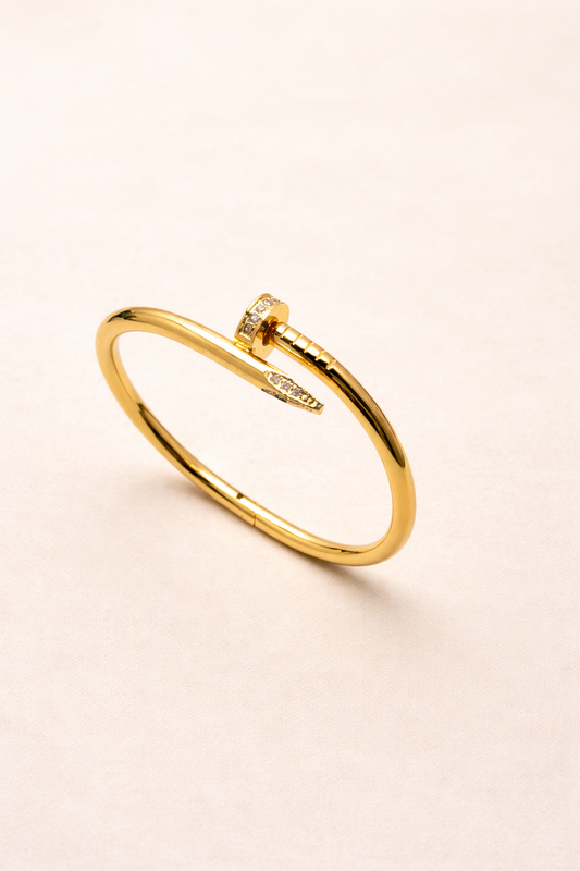 Classic Nail Gold Bangle (S)