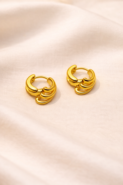 Layered Chain Detail Hoop Earrings