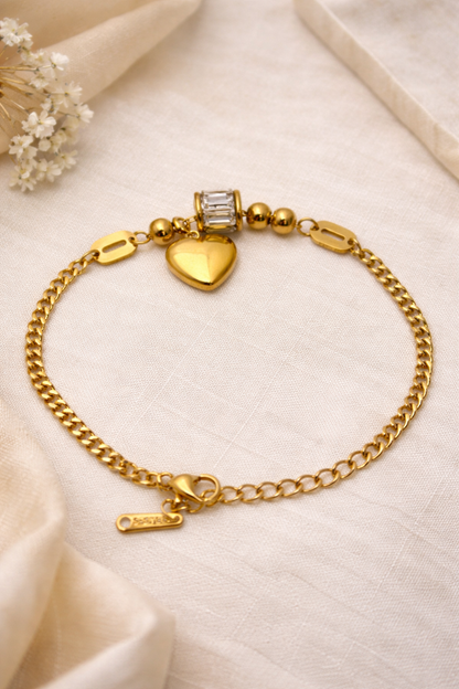 Heart Charm Crystal Bracelet