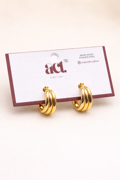 Layered Chain Detail Hoop Earrings