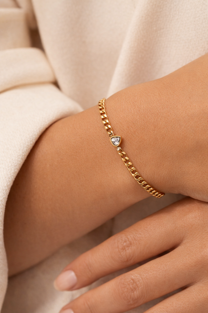 Heart Crystal Chain Bracelet