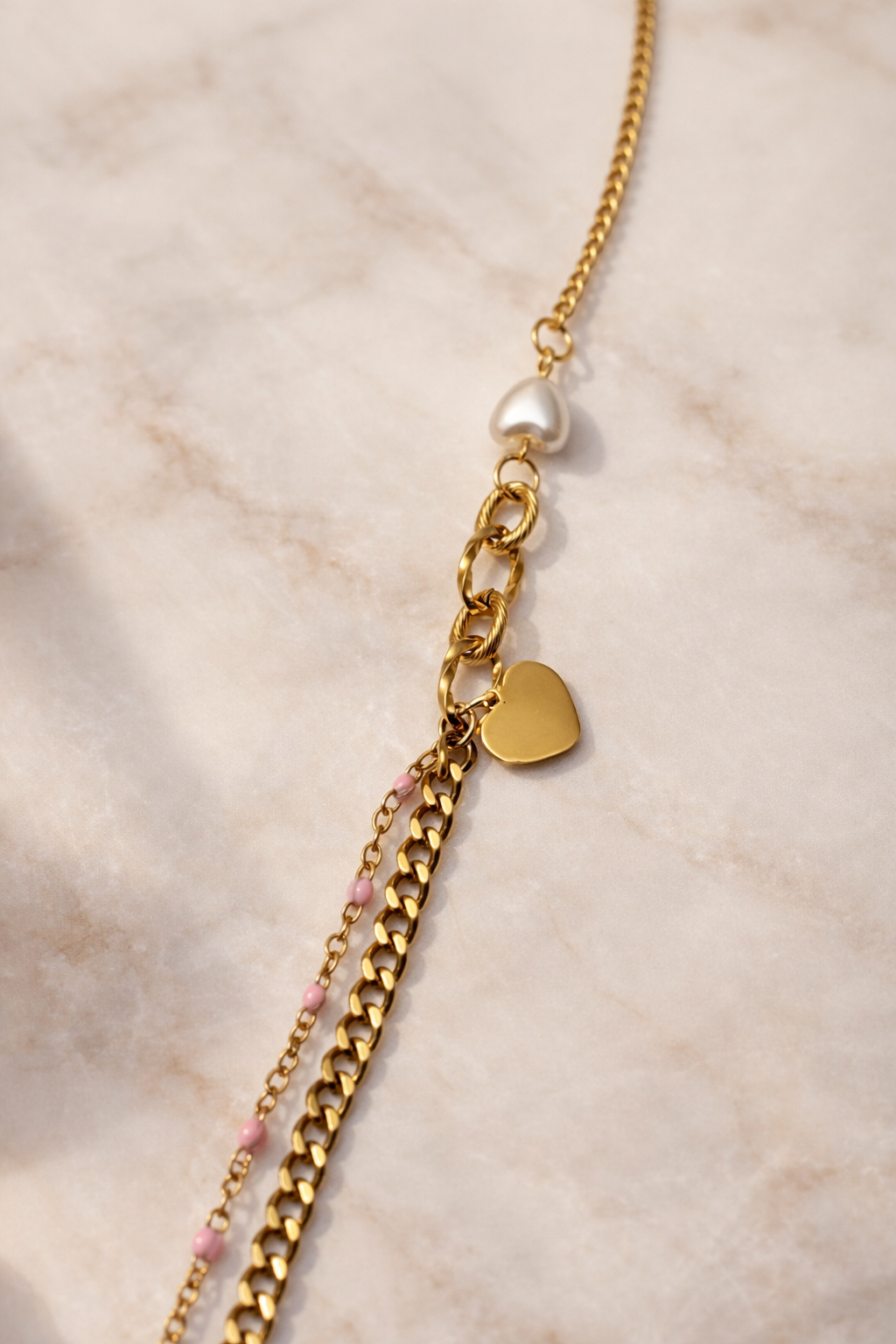 Heart Charm Layered Bracelet