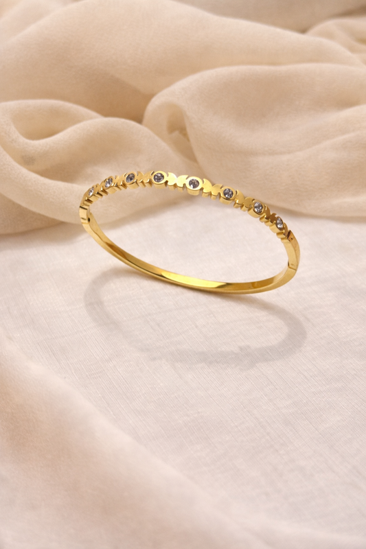 Butterfly Crystal Gold Bangle (S)