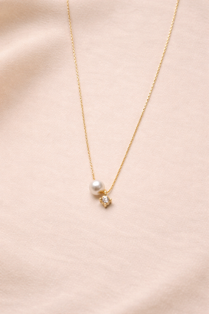 Pearl & Crystal Charm Necklace