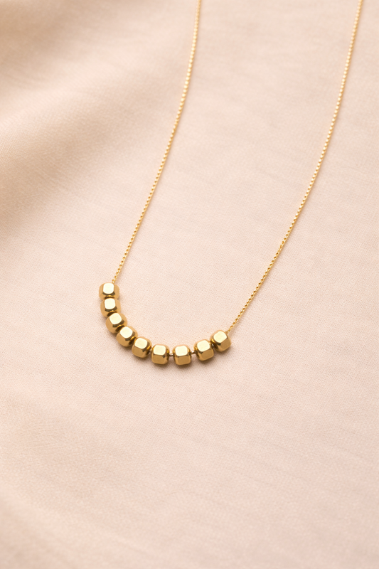 Gold Bead Bar Necklace