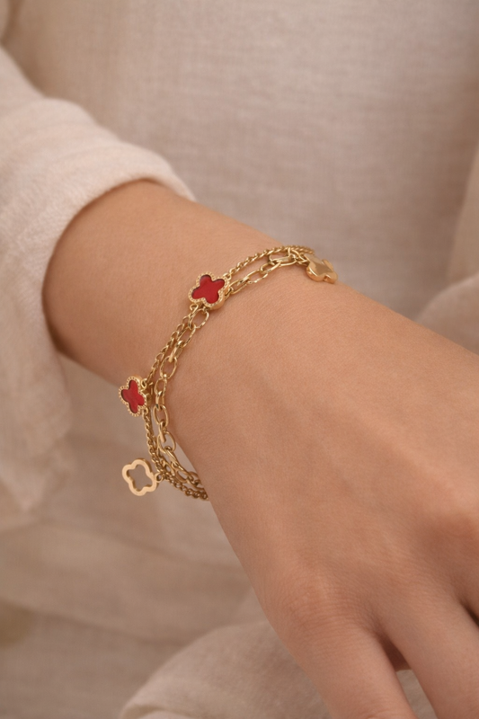 Red Clover Charm Bracelet