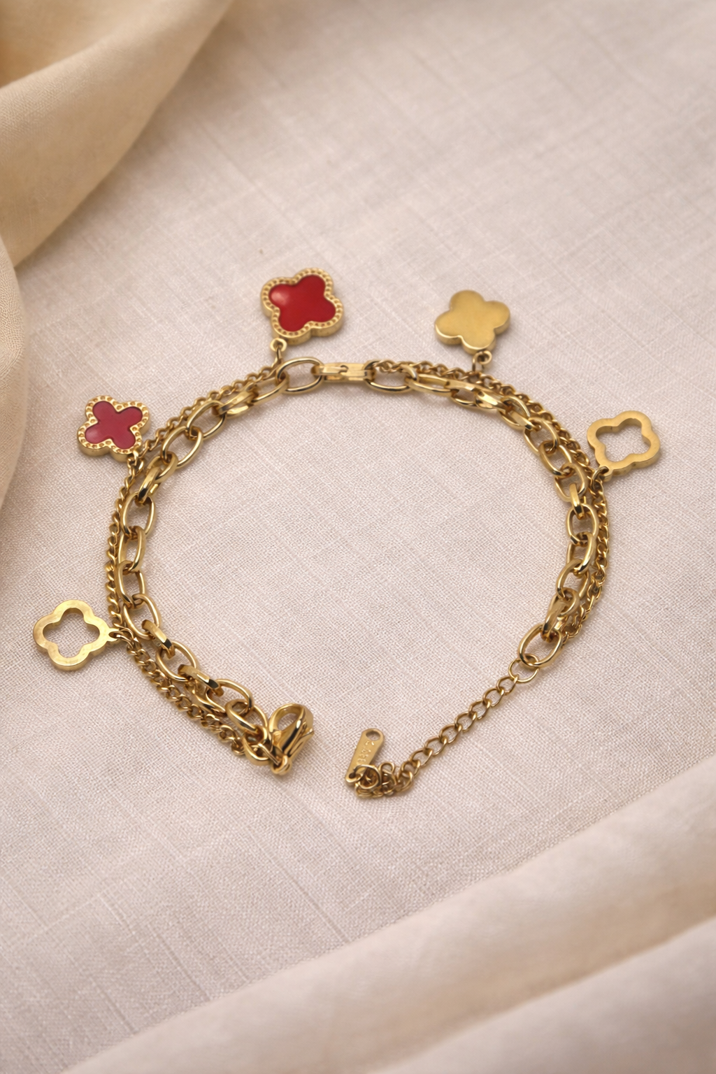 Red Clover Charm Bracelet