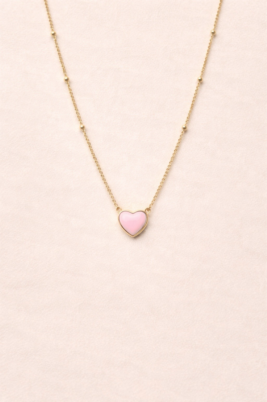 Pink Heart Charm Necklace