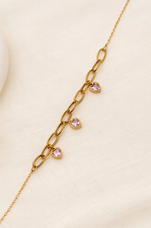 Pink Heart Charm Bracelet