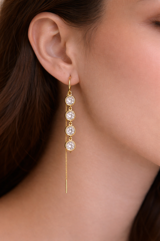 The Threader Earring- Round Stones