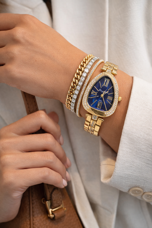 Vintage Teardrop Watch with Crystal Detailing