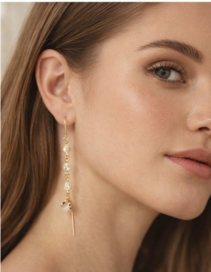 The Threader Earrings- Crystal Stone