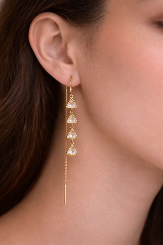 The Threader Earrings- Tri-Drop