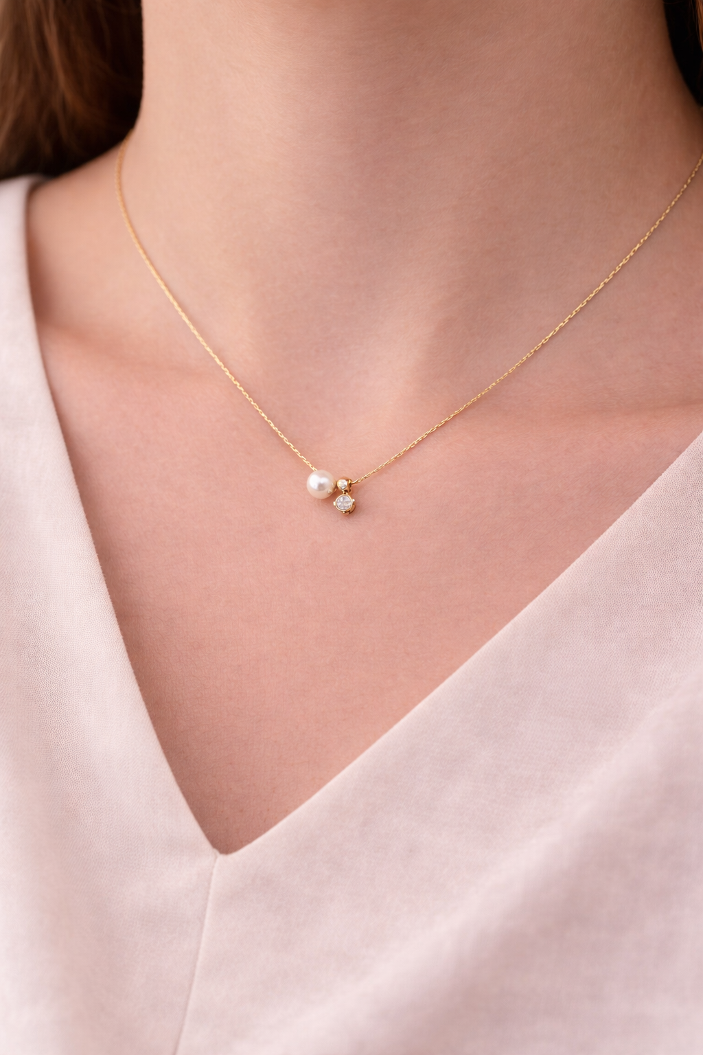 Pearl & Crystal Charm Necklace