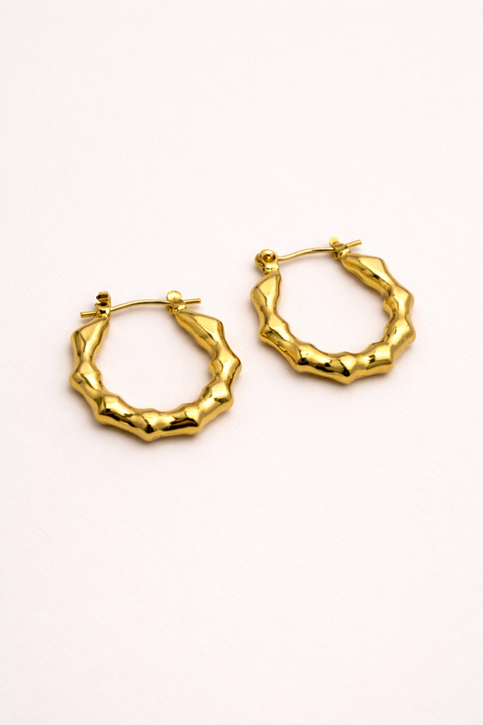 Organic Ripple Gold Hoops