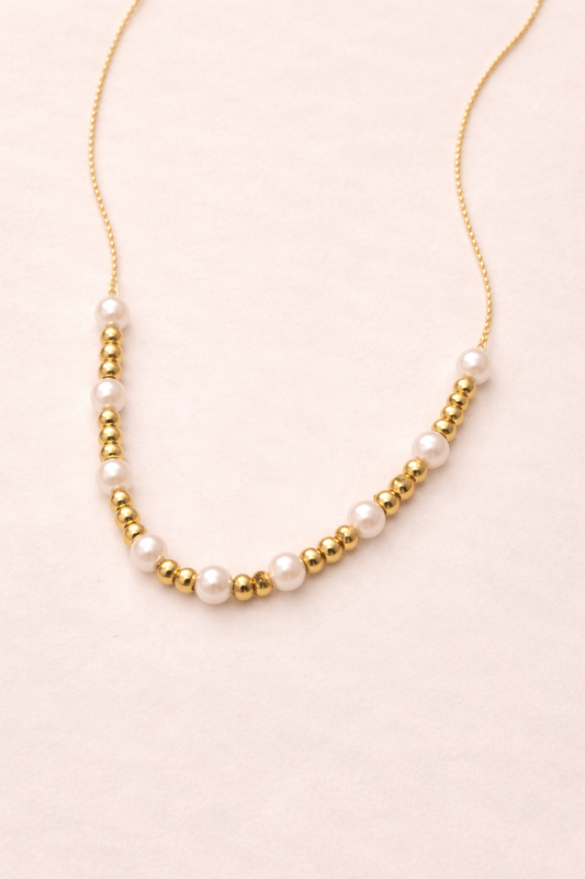 Gold & Pearl Beaded Necklace