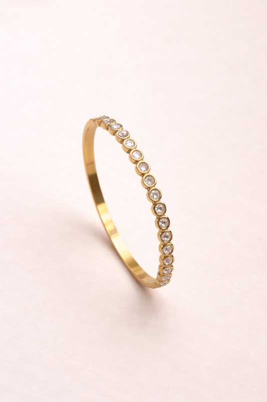 Elara Halo Crystal Bangle Bracelet
