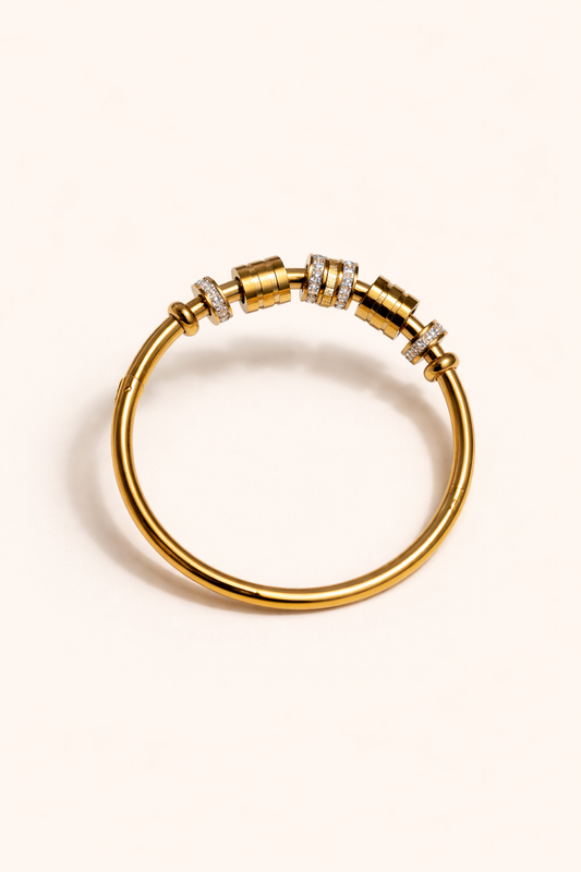 Crystal Ring Detail Gold Bangle(S)