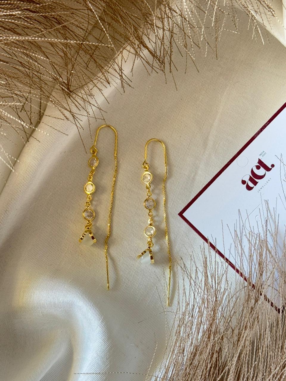 The Threader Earrings- Crystal Stone