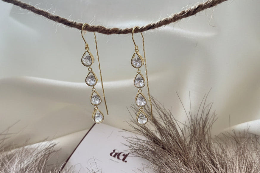 The Threader Earrings- Drop Stones