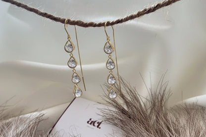 The Threader Earrings- Drop Stones