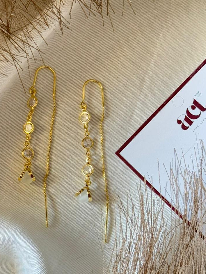 The Threader Earrings- Crystal Stone