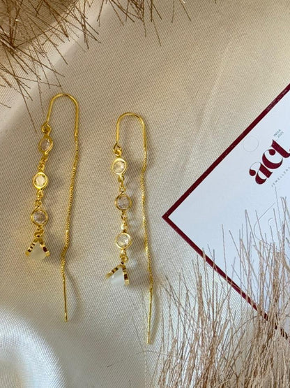 The Threader Earrings- Crystal Stone